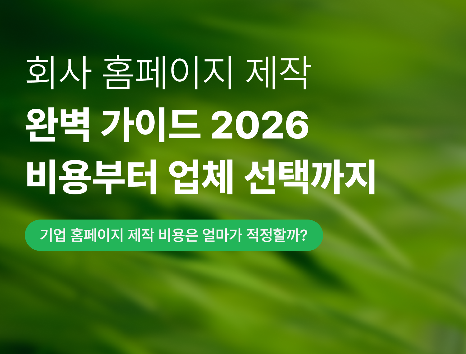 회사 홈페이지 제작 완벽 가이드\n2026년 비용부터 업체 선택까지