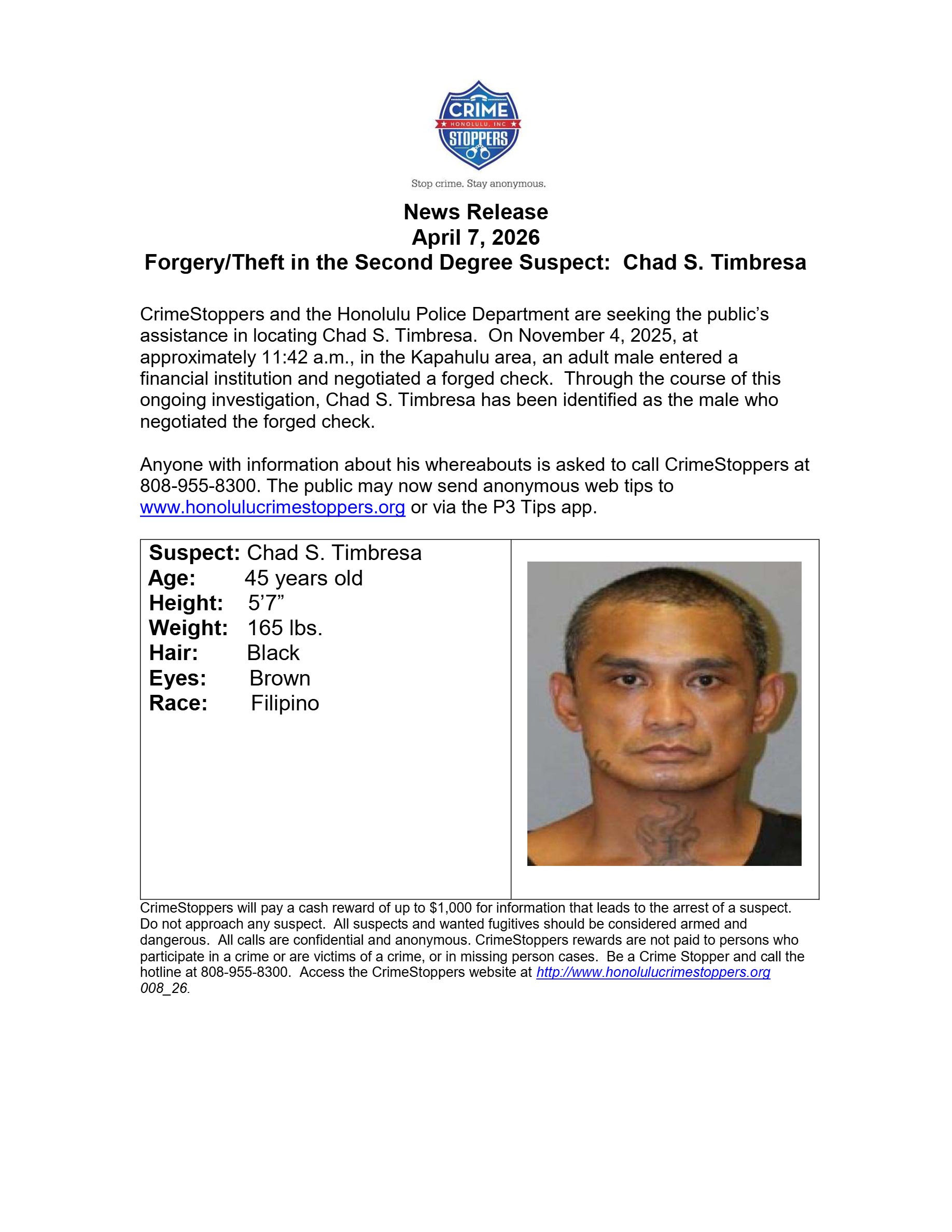 HPD OFFICIAL - Honolulu | Stolen Stuff Hawaii