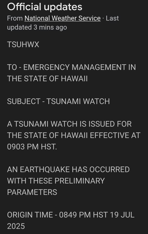 TSUNAMI WATCH - Hawaii | Stolen Stuff Hawaii