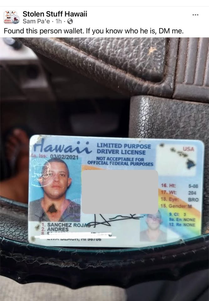 FOUND ITEM - Hawaii | Stolen Stuff Hawaii