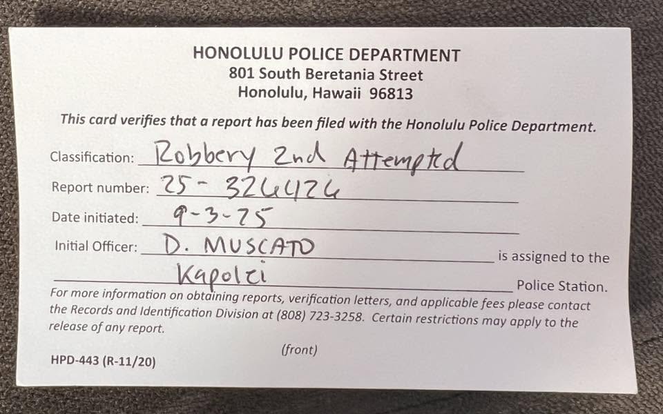 ASSAULT - Papipi Street, Ewa Beach, Oahu | Stolen Stuff Hawaii