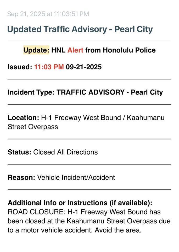 ROAD CLOSURE - Sears Distribution Center, Halawa, Oahu | Stolen Stuff Hawaii