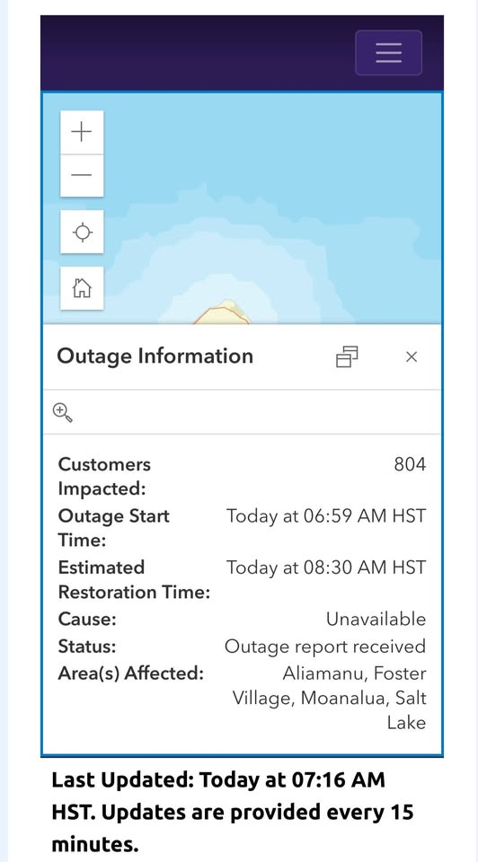 POWER OUTAGE - Aliamanu, Salt Lake, Moanalua | Stolen Stuff Hawaii