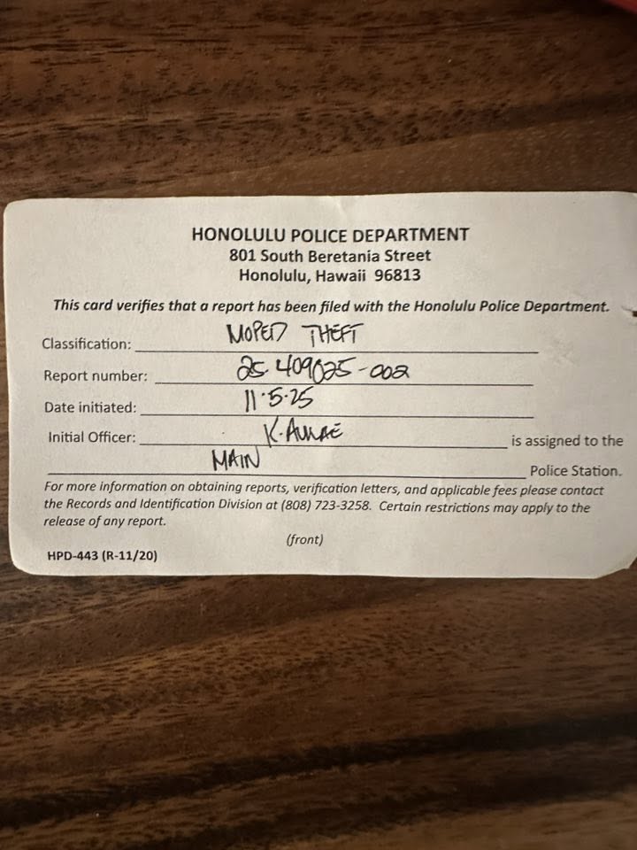 VEHICLE THEFT - Kalapawai Market, Waimanalo, Oahu | Stolen Stuff Hawaii