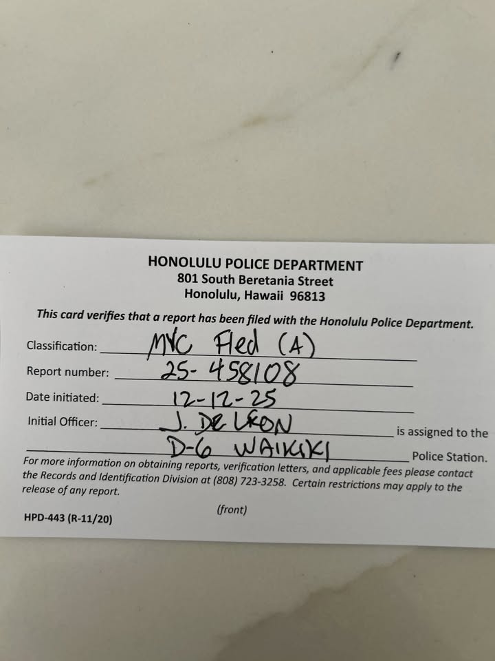 HIT AND RUN - Waikiki, Honolulu, Oahu | Stolen Stuff Hawaii