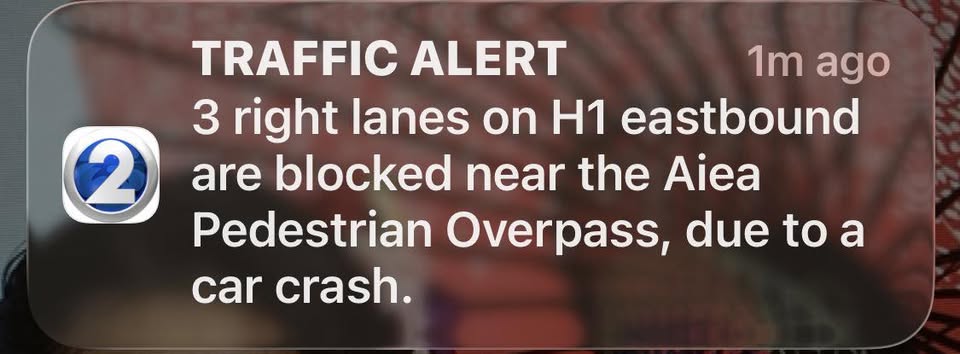 TRAFFIC INCIDENT - Aiea pedestrian overpass, H-1 eastbound, Oahu | Stolen Stuff Hawaii