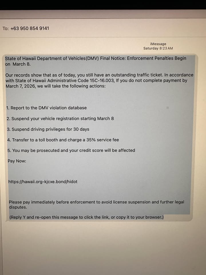 SCAM - Unknown | Stolen Stuff Hawaii