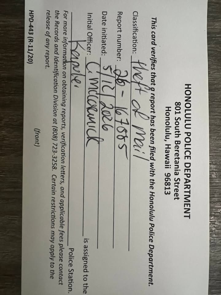 PACKAGE THEFT - Kapolei area, Oahu | Stolen Stuff Hawaii