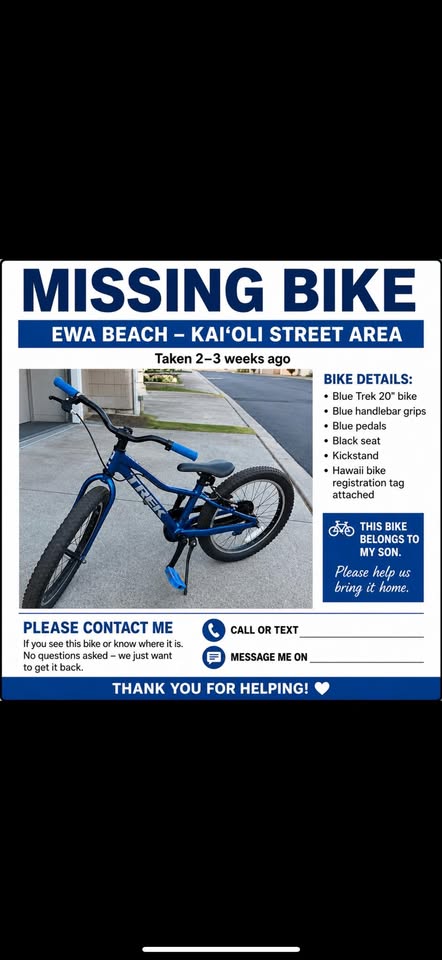 THEFT - Spinnaker Town Homes, Ewa Beach | Stolen Stuff Hawaii