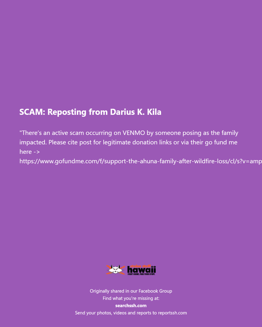 SCAM - Hawaii | Stolen Stuff Hawaii