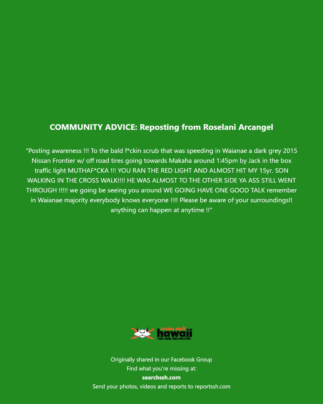 COMMUNITY ADVICE - Jack in the Box, Waianae, Oahu | Stolen Stuff Hawaii