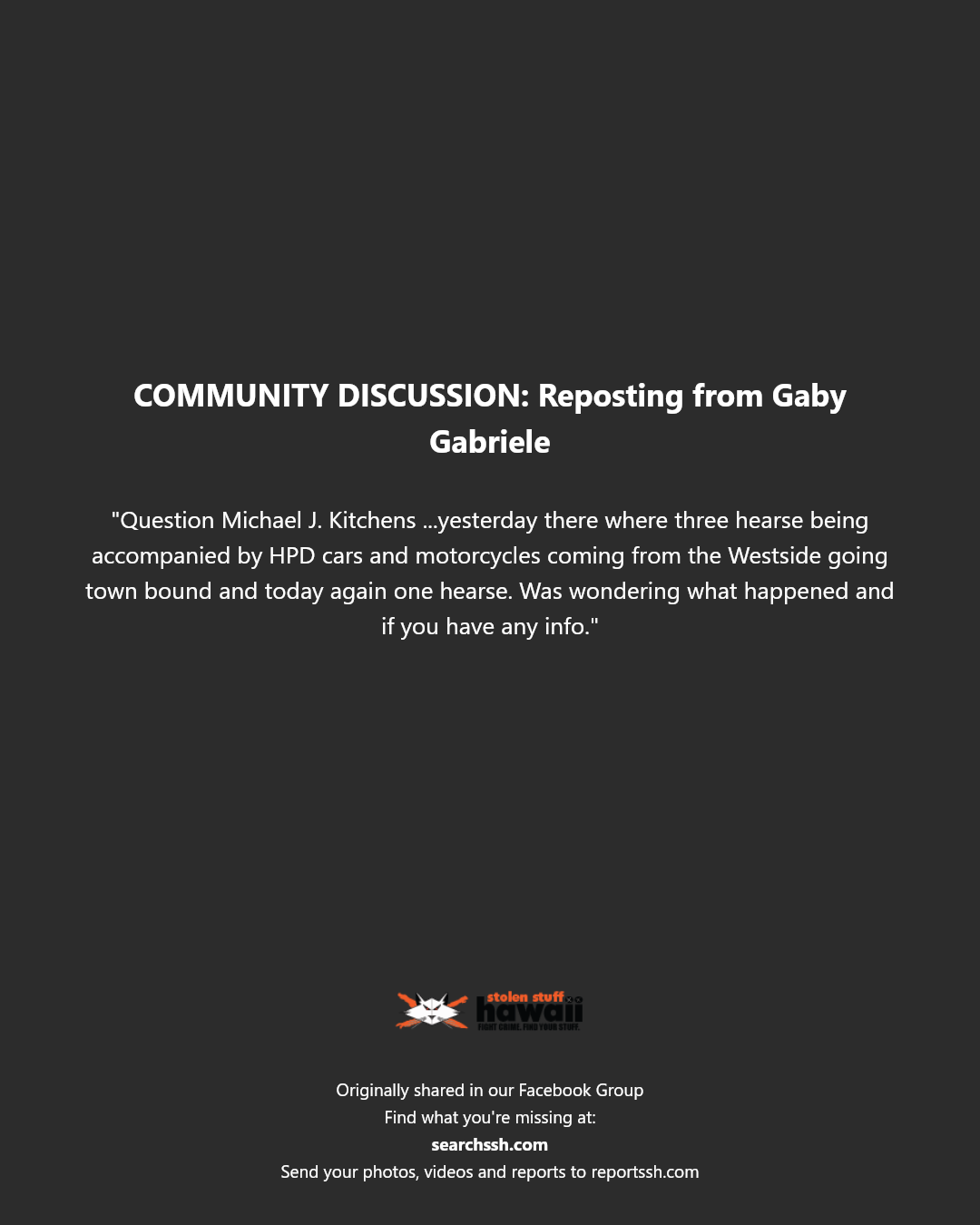 COMMUNITY DISCUSSION - Hawaii | Stolen Stuff Hawaii