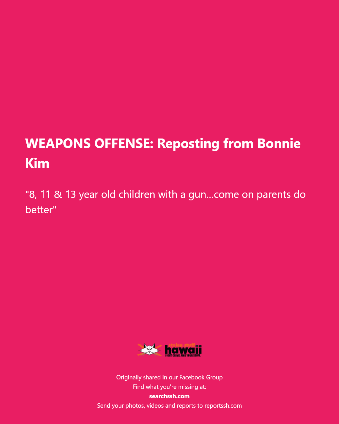 WEAPONS OFFENSE - Hawaii | Stolen Stuff Hawaii