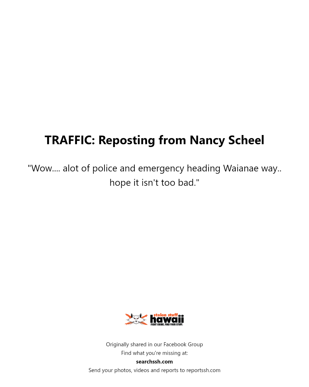 TRAFFIC - Hawaii | Stolen Stuff Hawaii
