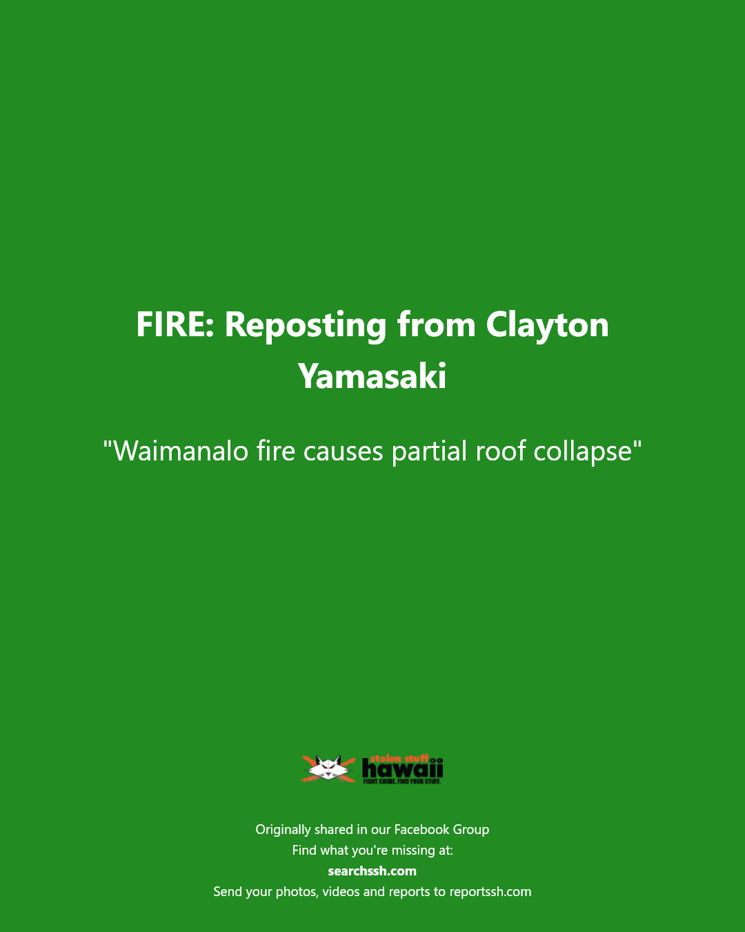 FIRE - Waimanalo | Stolen Stuff Hawaii