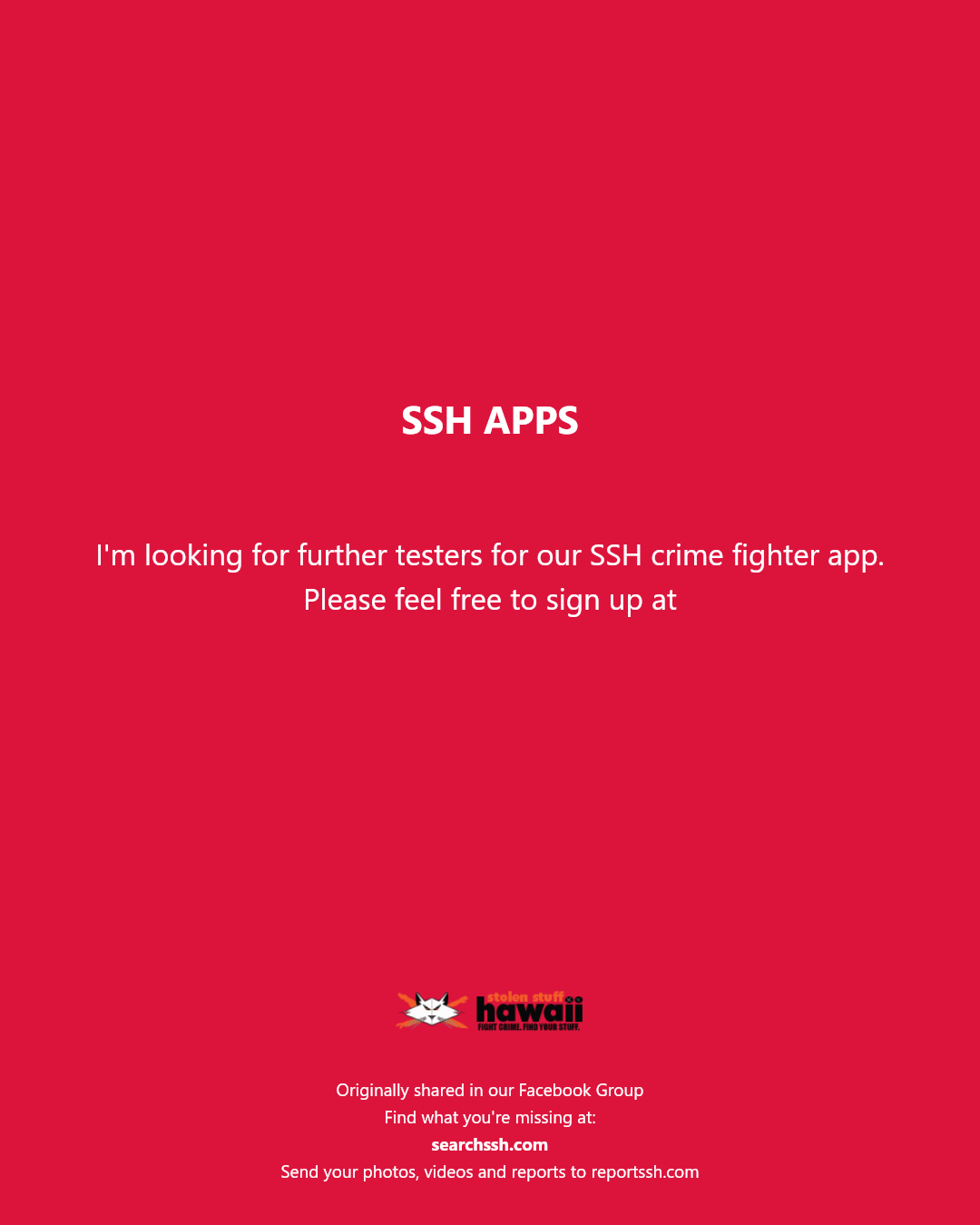 SSH APPS - Hawaii | Stolen Stuff Hawaii