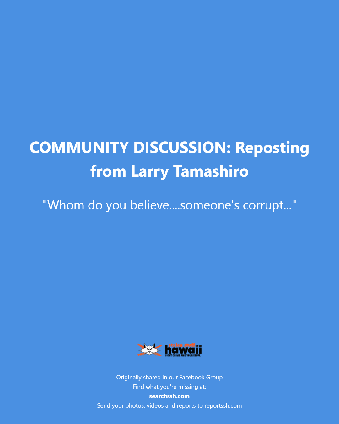 COMMUNITY DISCUSSION - Hawaii | Stolen Stuff Hawaii