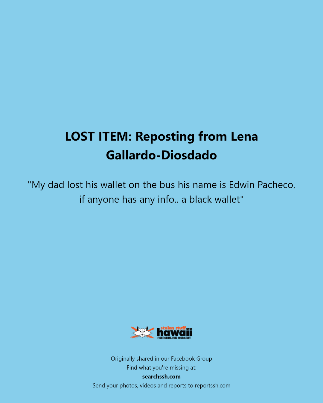 LOST ITEM - Hawaii | Stolen Stuff Hawaii