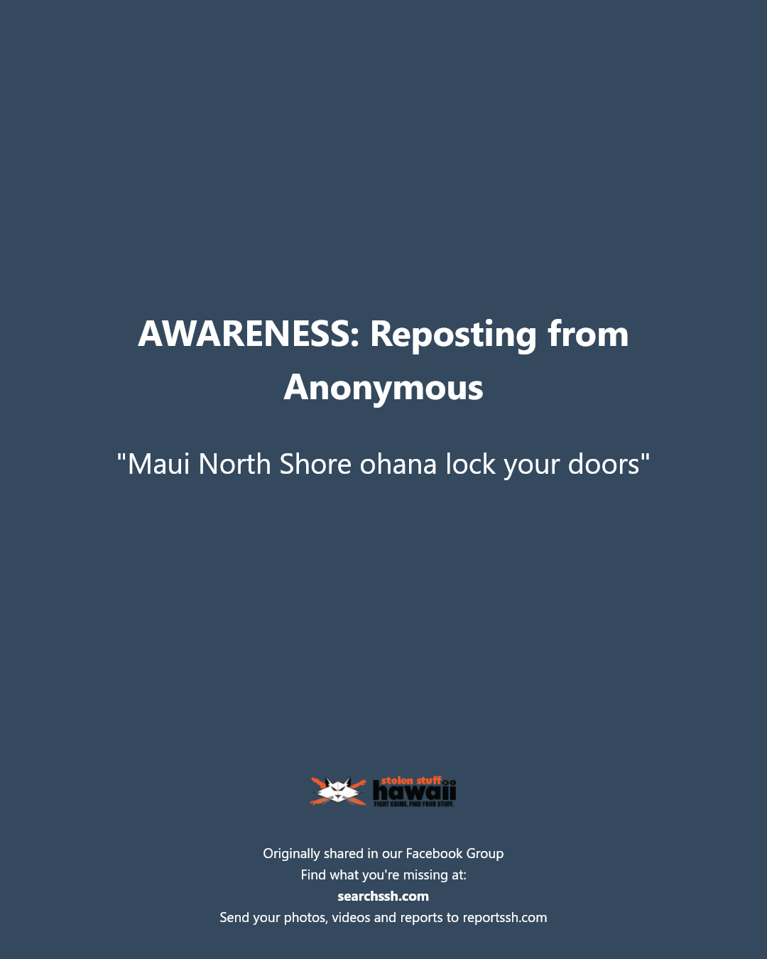 AWARENESS - Maui North Shore | Stolen Stuff Hawaii