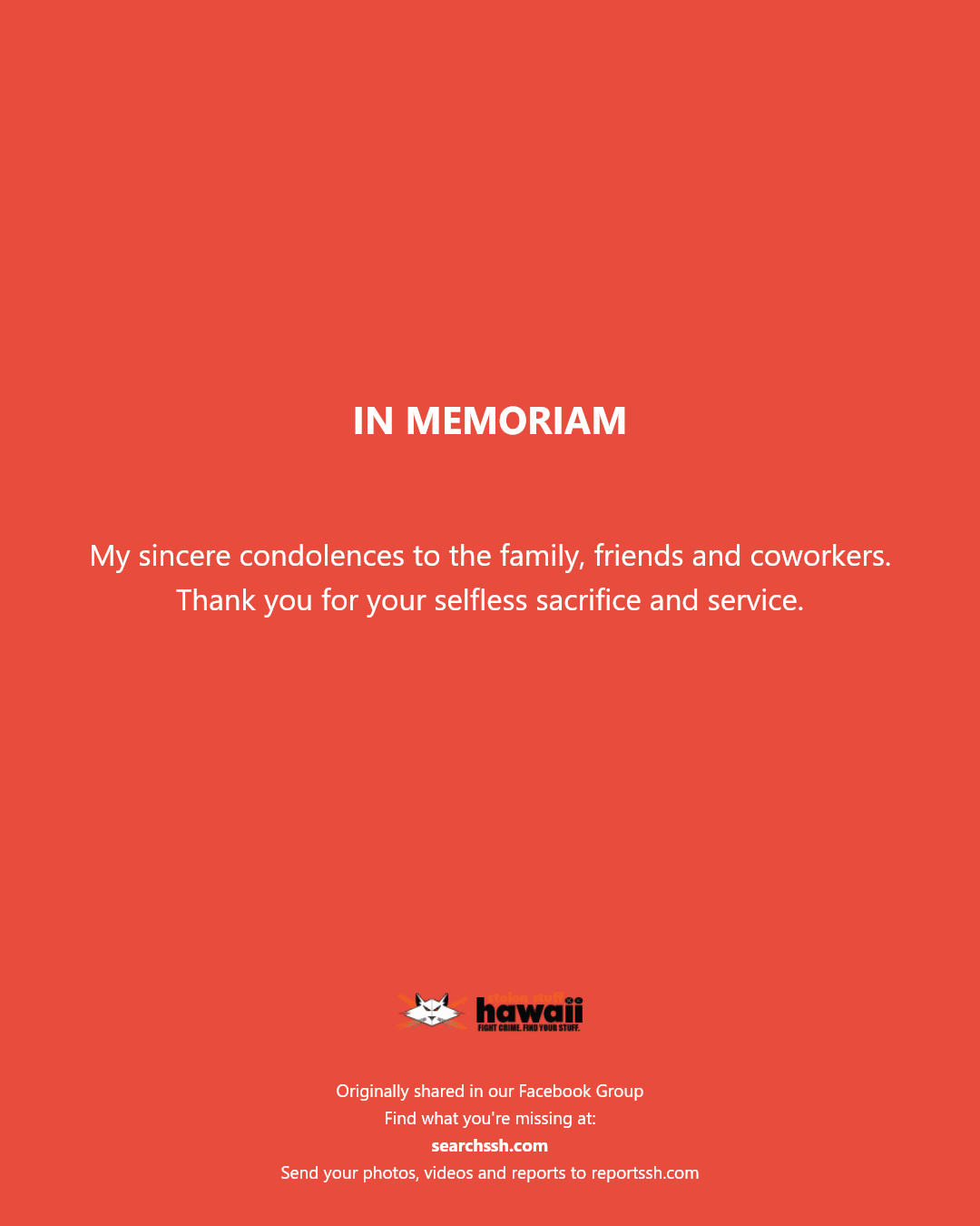 IN MEMORIAM - Hawaii | Stolen Stuff Hawaii
