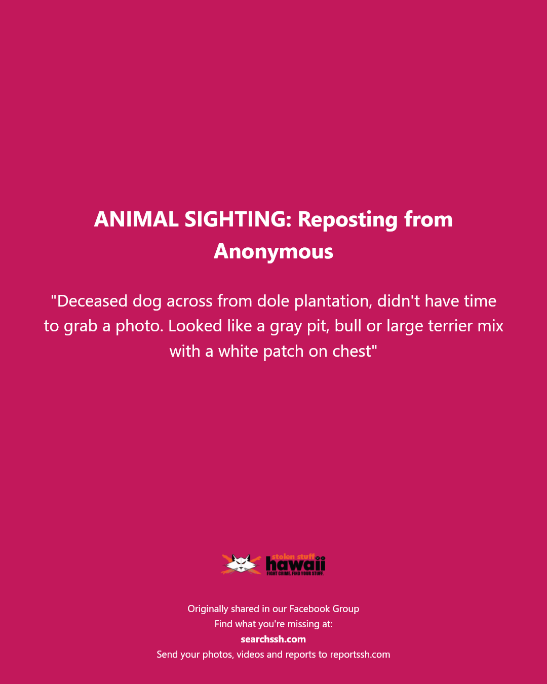 ANIMAL SIGHTING - Dole Plantation, Wahiawa, Oahu | Stolen Stuff Hawaii