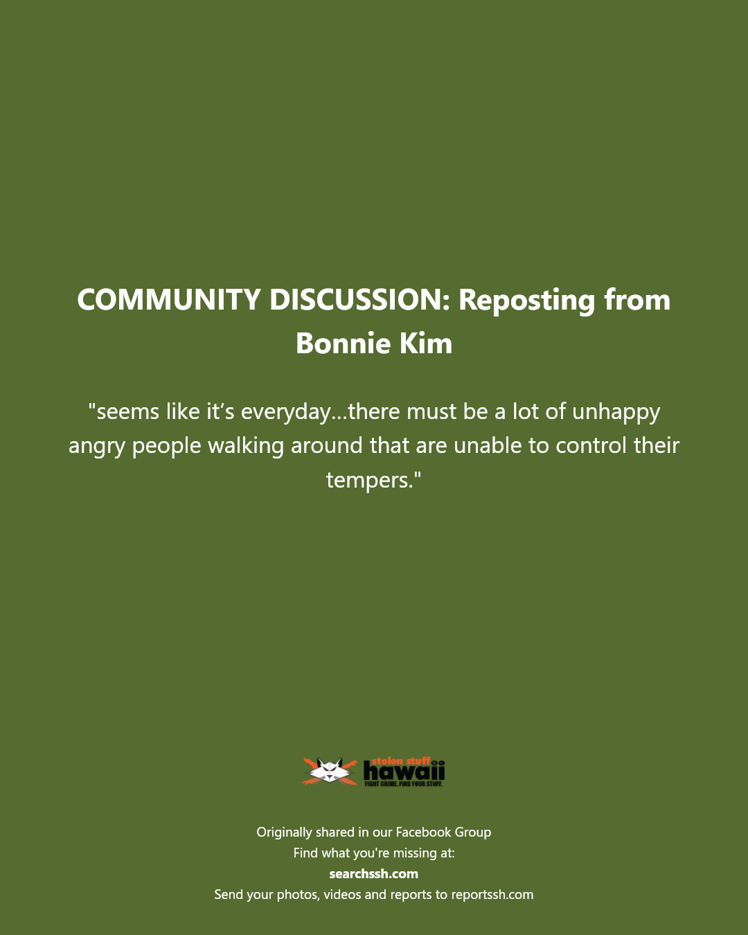 COMMUNITY DISCUSSION - Hawaii | Stolen Stuff Hawaii