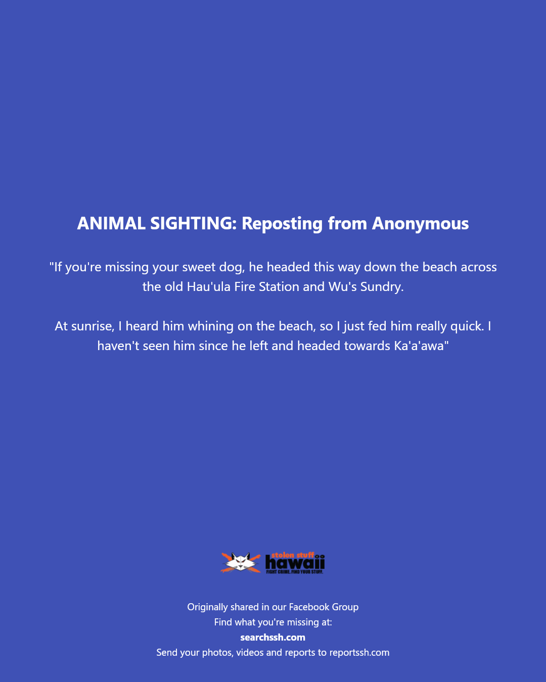 ANIMAL SIGHTING - Hau'ula Fire Station, Hau'ula, Oahu | Stolen Stuff Hawaii