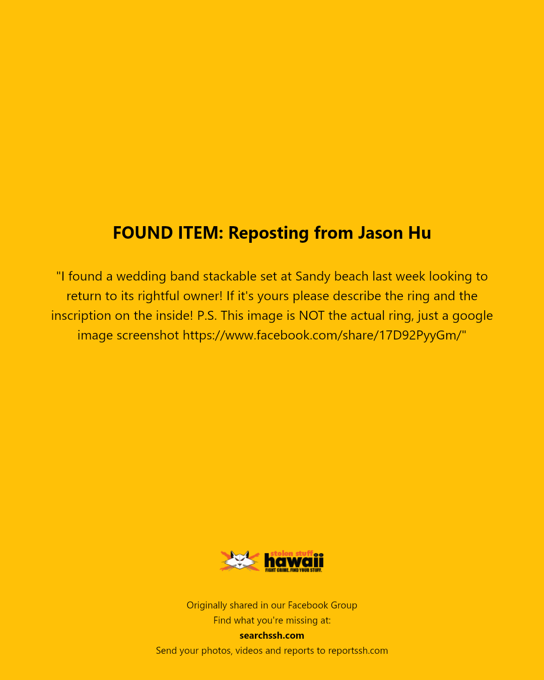 FOUND ITEM - Sandy Beach, Oahu | Stolen Stuff Hawaii