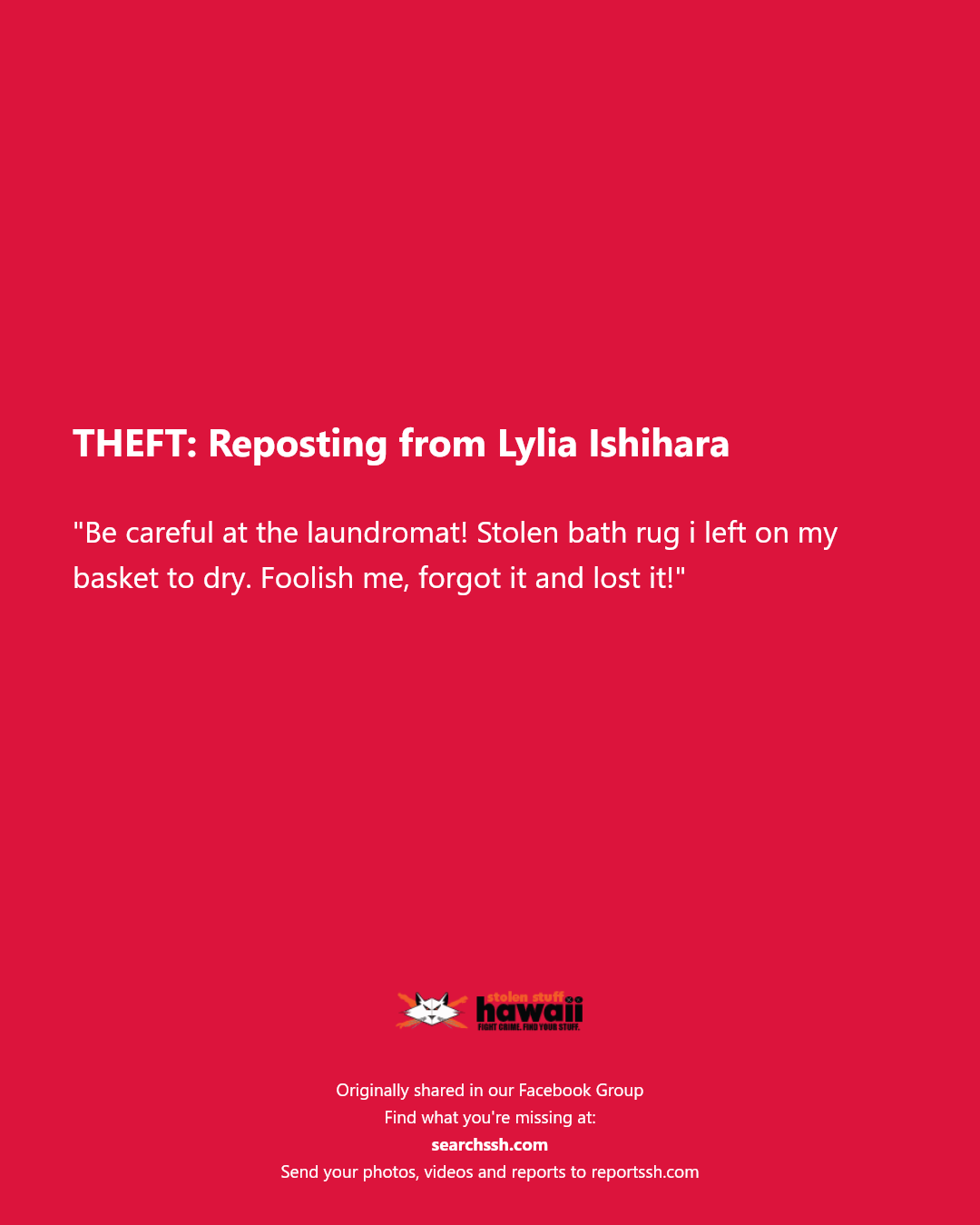 THEFT - Hawaii | Stolen Stuff Hawaii