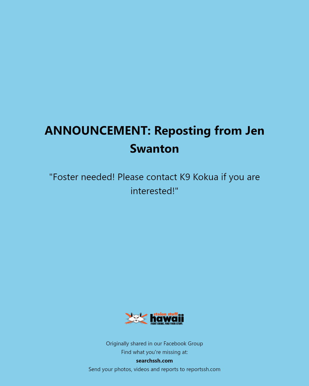 ANNOUNCEMENT - Hawaii | Stolen Stuff Hawaii