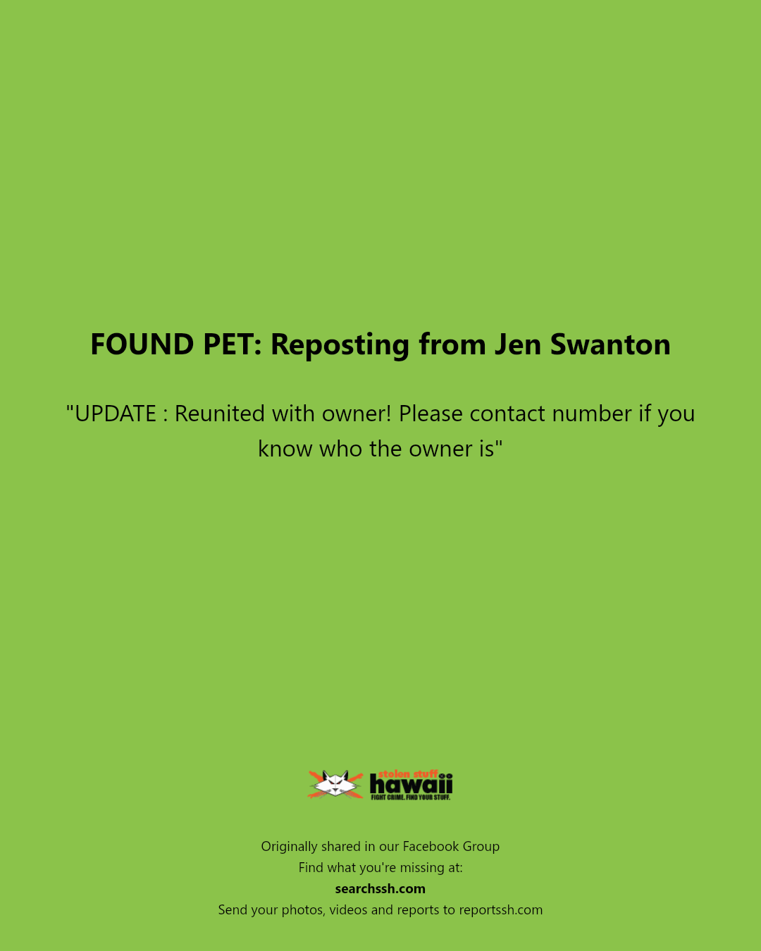 FOUND PET - Hawaii | Stolen Stuff Hawaii