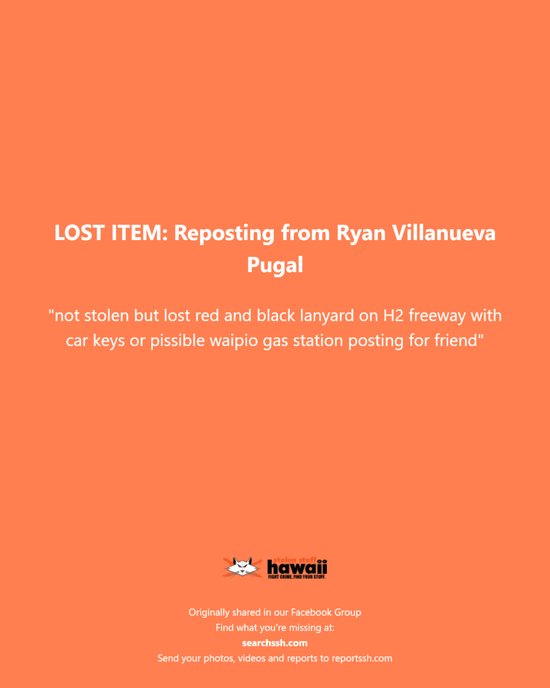 LOST ITEM - H2 freeway, Waipio Gas Station | Stolen Stuff Hawaii