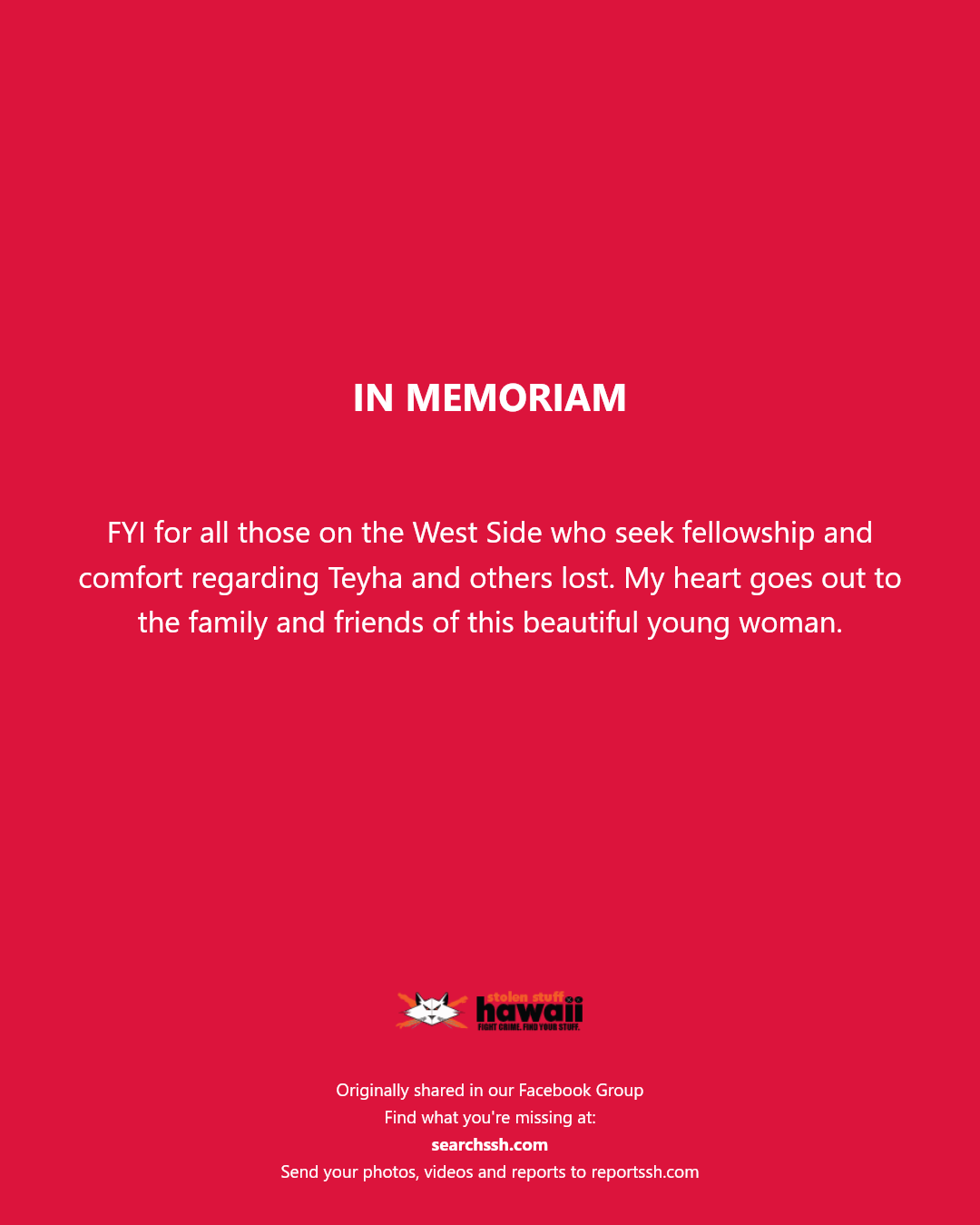 IN MEMORIAM - Hawaii | Stolen Stuff Hawaii