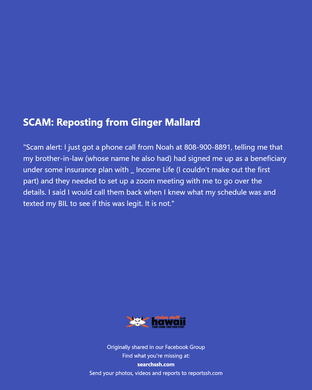 SCAM - Hawaii | Stolen Stuff Hawaii