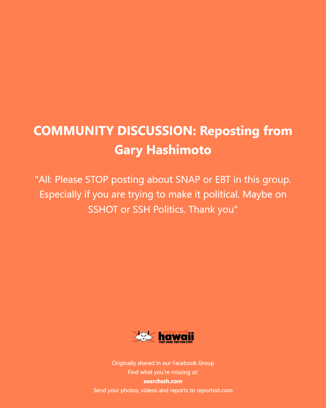 COMMUNITY DISCUSSION - Hawaii | Stolen Stuff Hawaii