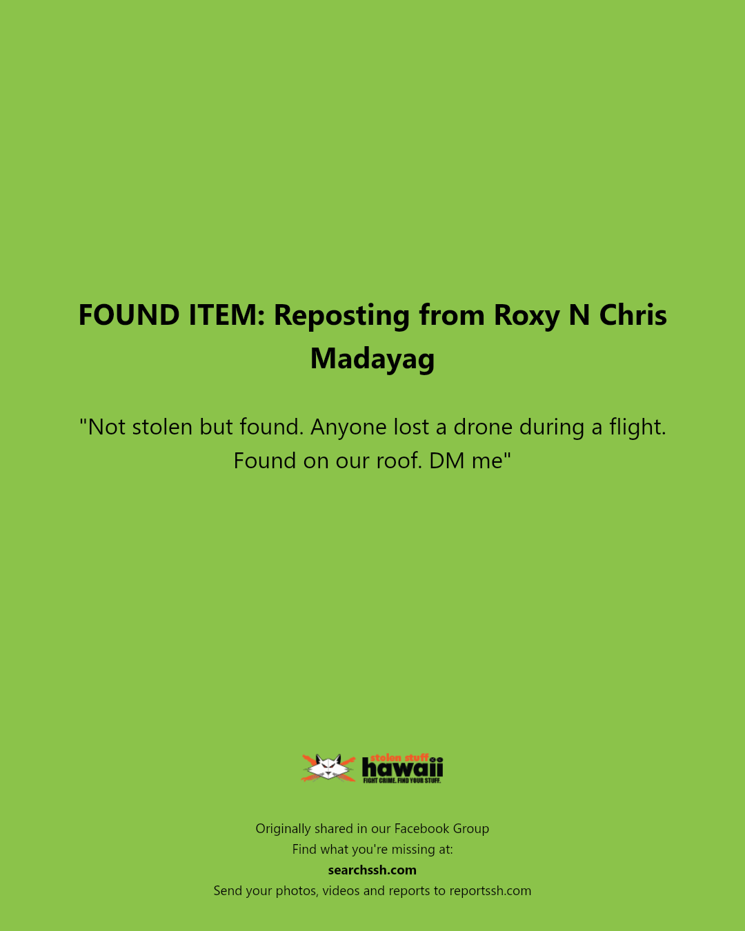 FOUND ITEM - Hawaii | Stolen Stuff Hawaii