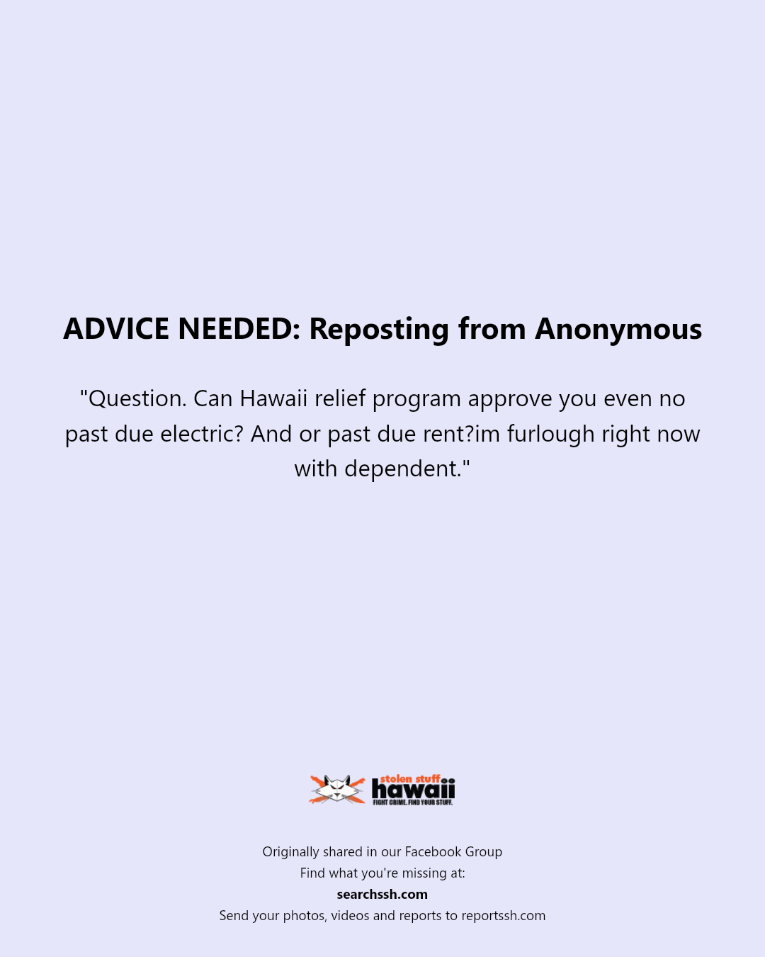ADVICE NEEDED - Hawaii | Stolen Stuff Hawaii