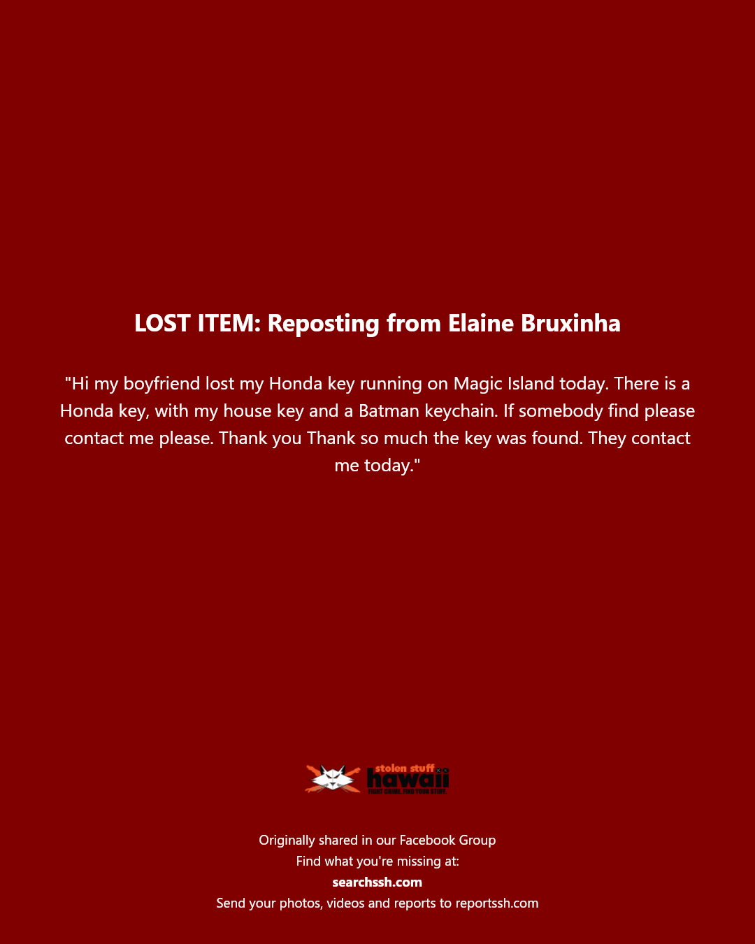 LOST ITEM - Magic Island, Honolulu, Oahu | Stolen Stuff Hawaii