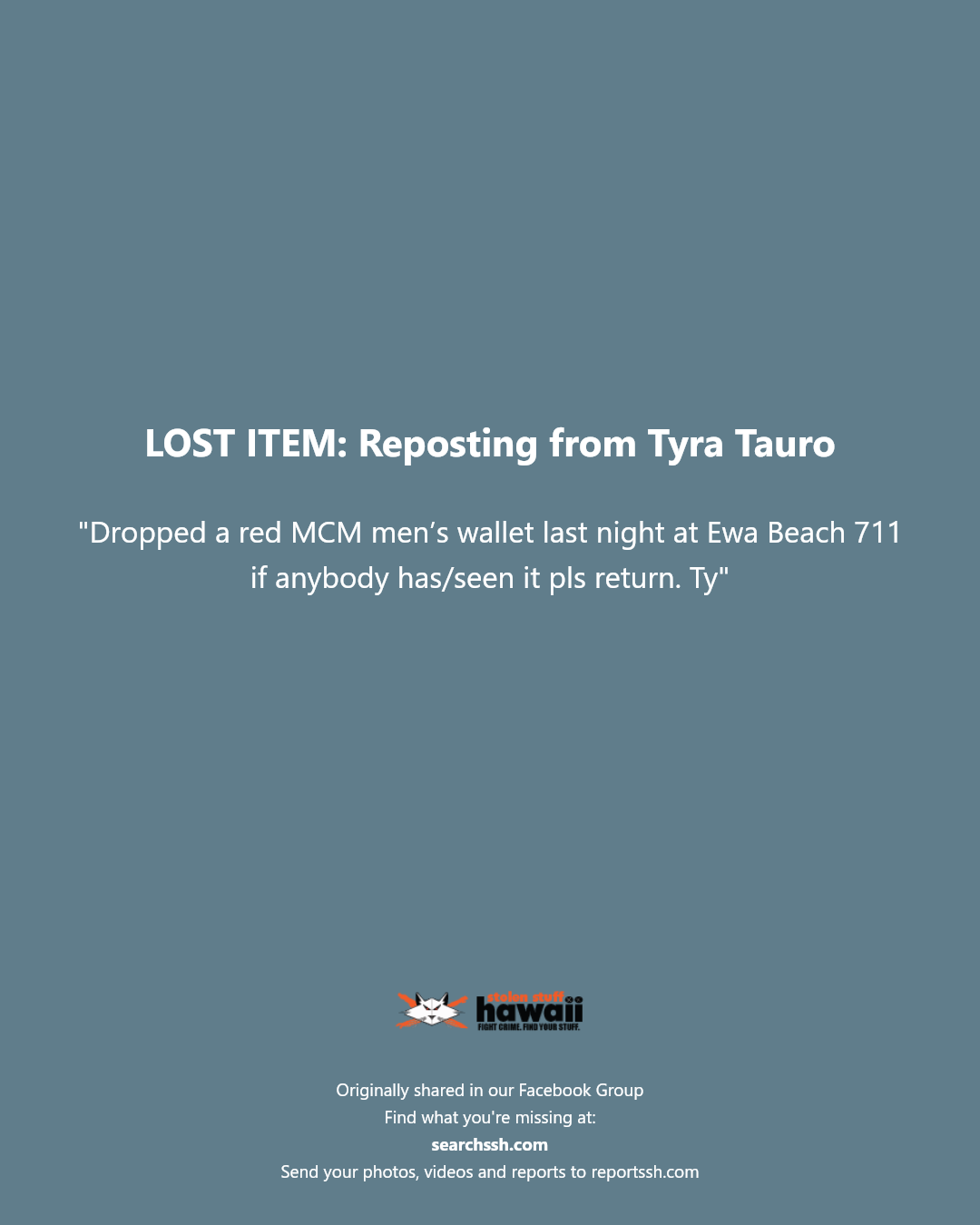 LOST ITEM - Ewa Beach 711 | Stolen Stuff Hawaii