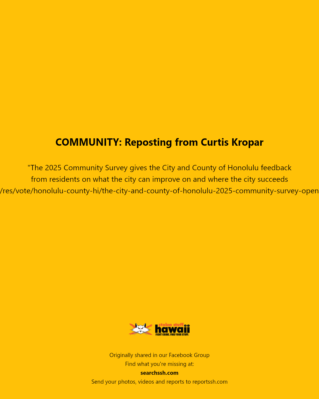 COMMUNITY - Unknown | Stolen Stuff Hawaii