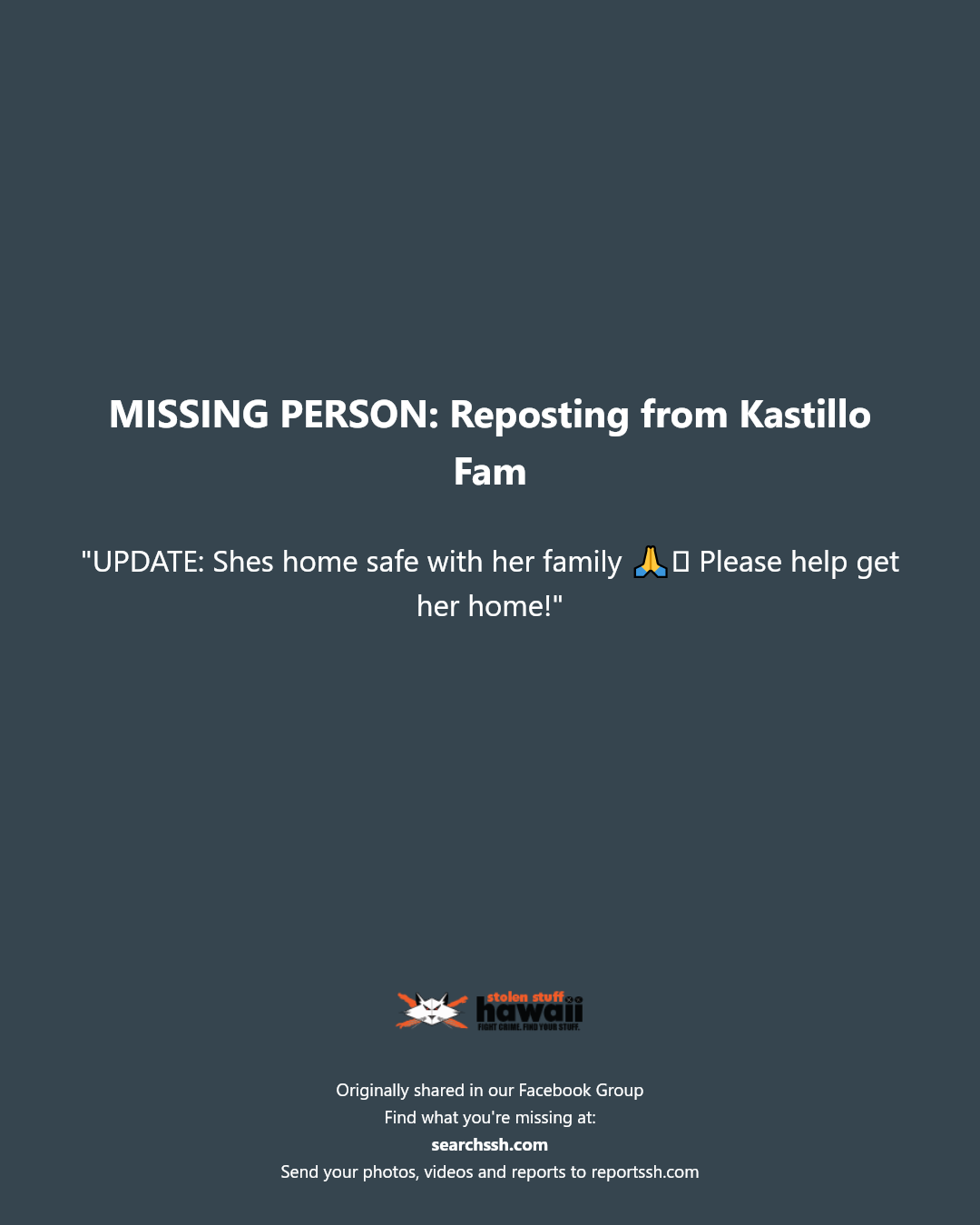 MISSING PERSON - Unknown | Stolen Stuff Hawaii