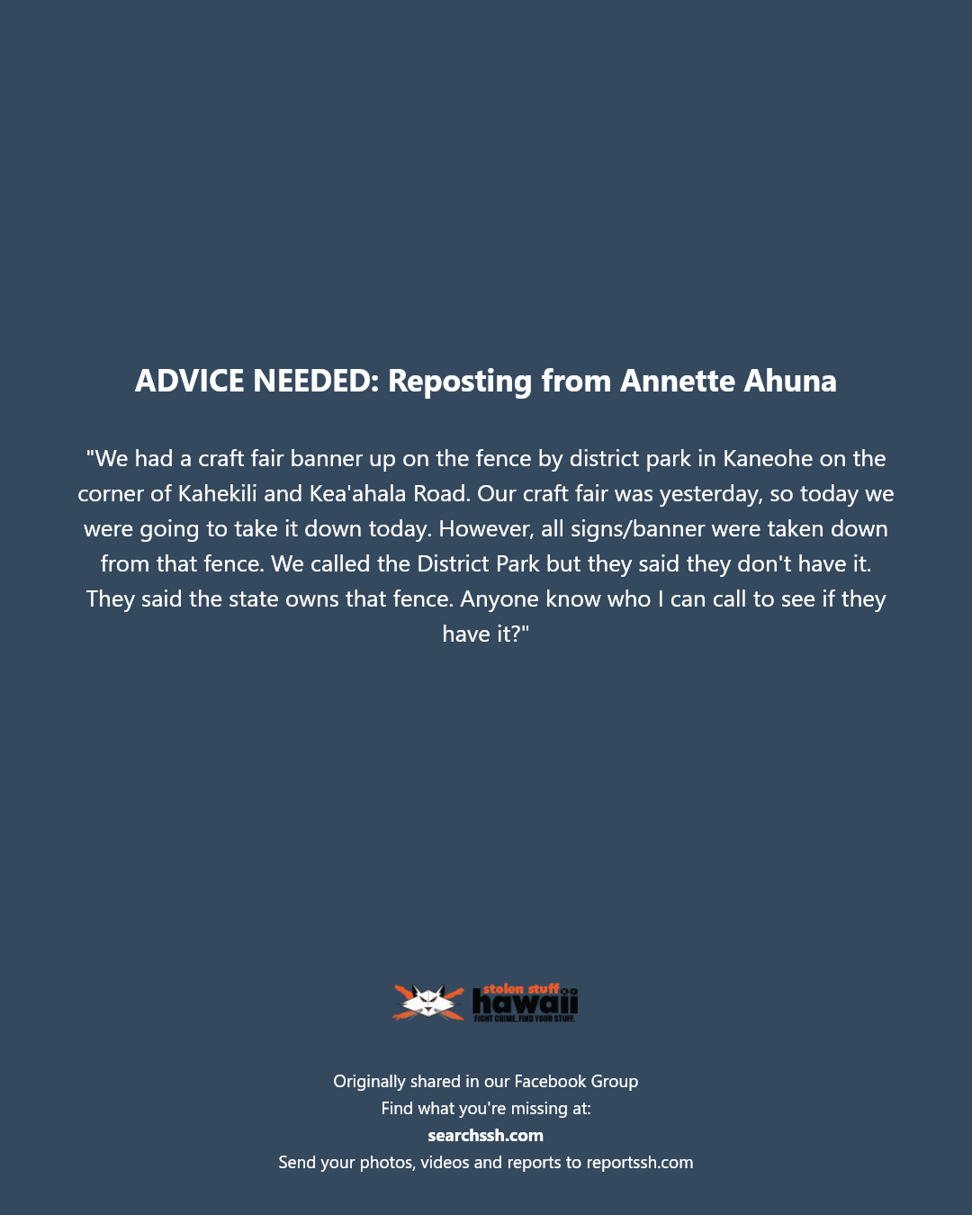 ADVICE NEEDED - District Park, Kaneohe, Oahu | Stolen Stuff Hawaii