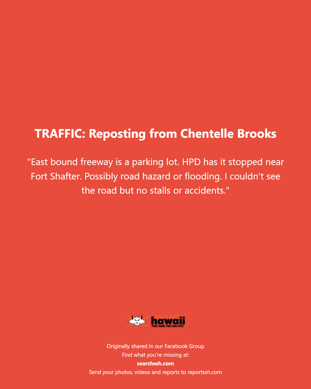 TRAFFIC - Fort Shafter, Honolulu, Oahu | Stolen Stuff Hawaii