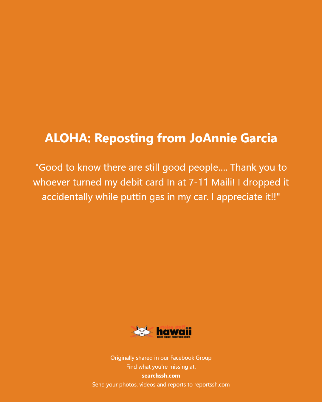 ALOHA - 7-11 Maili, Oahu | Stolen Stuff Hawaii