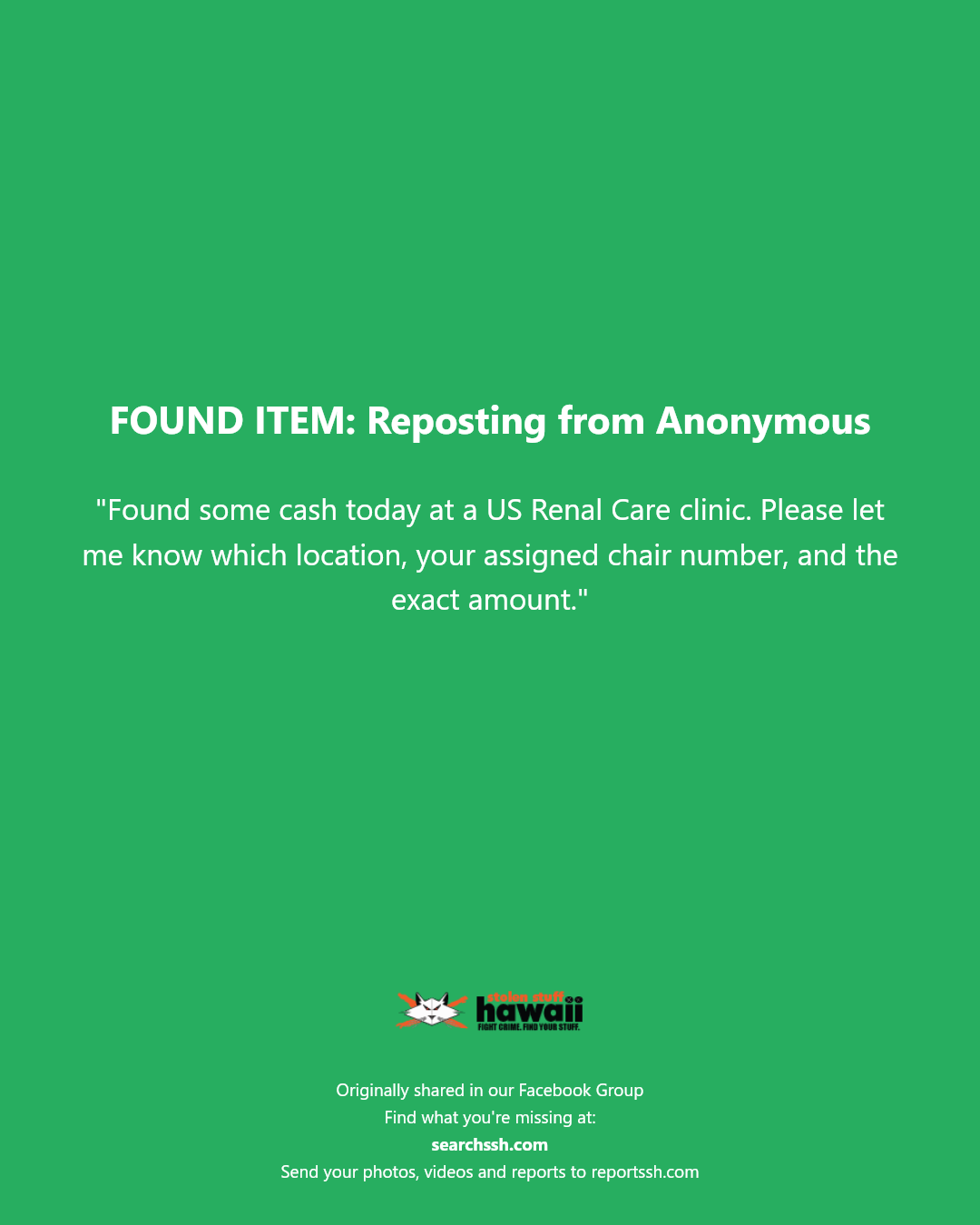 FOUND ITEM - Unknown | Stolen Stuff Hawaii