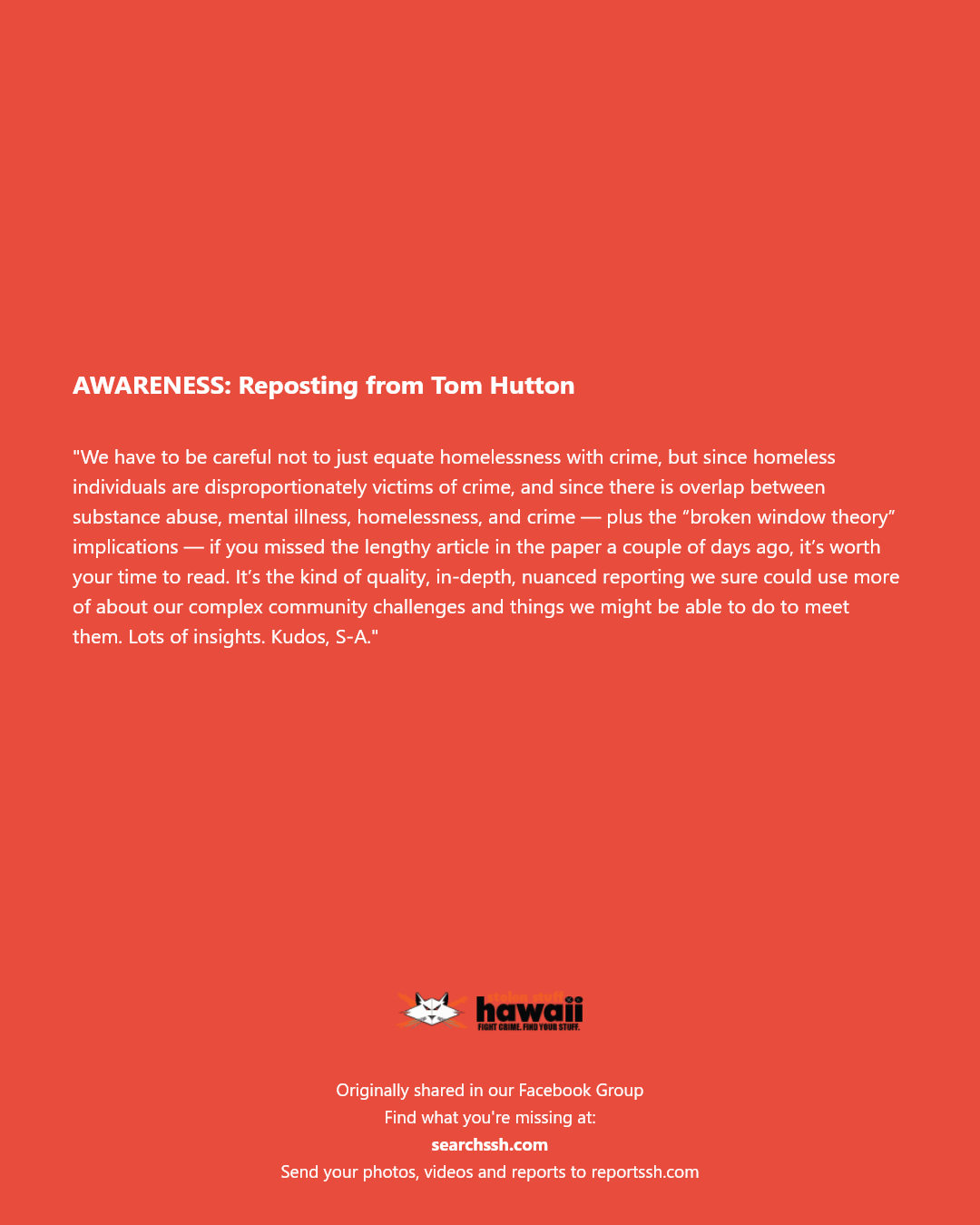 AWARENESS - Unknown | Stolen Stuff Hawaii