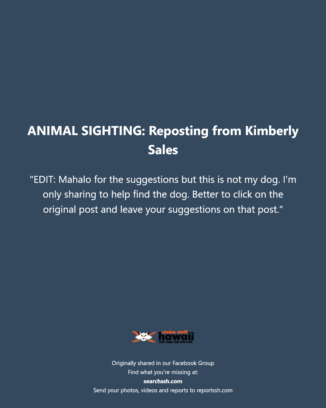 ANIMAL SIGHTING - Unknown | Stolen Stuff Hawaii
