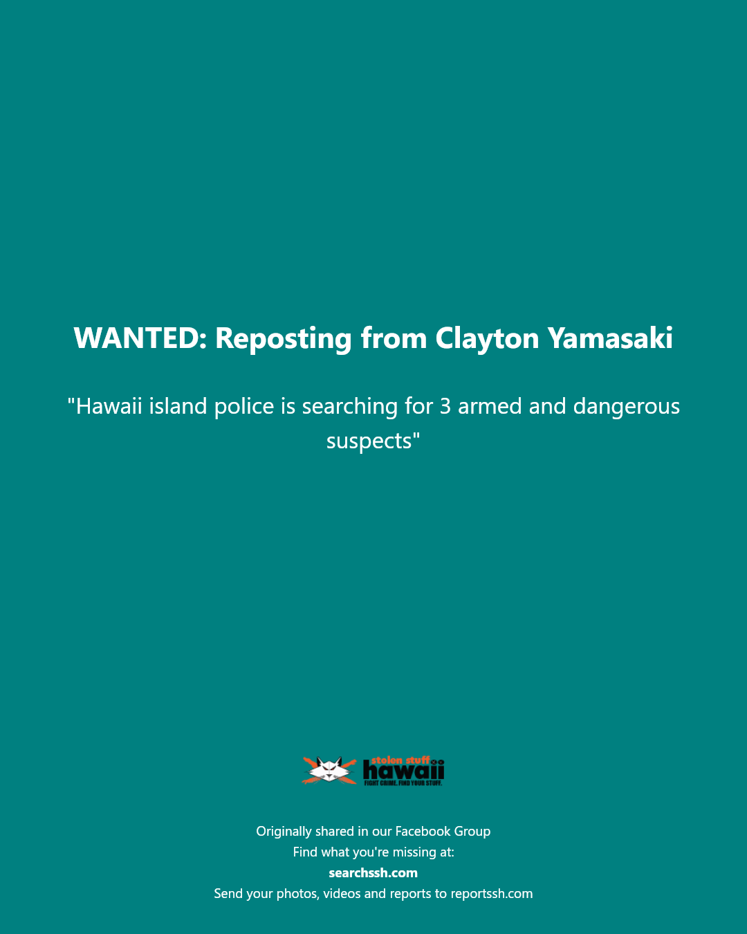 WANTED - Unknown | Stolen Stuff Hawaii
