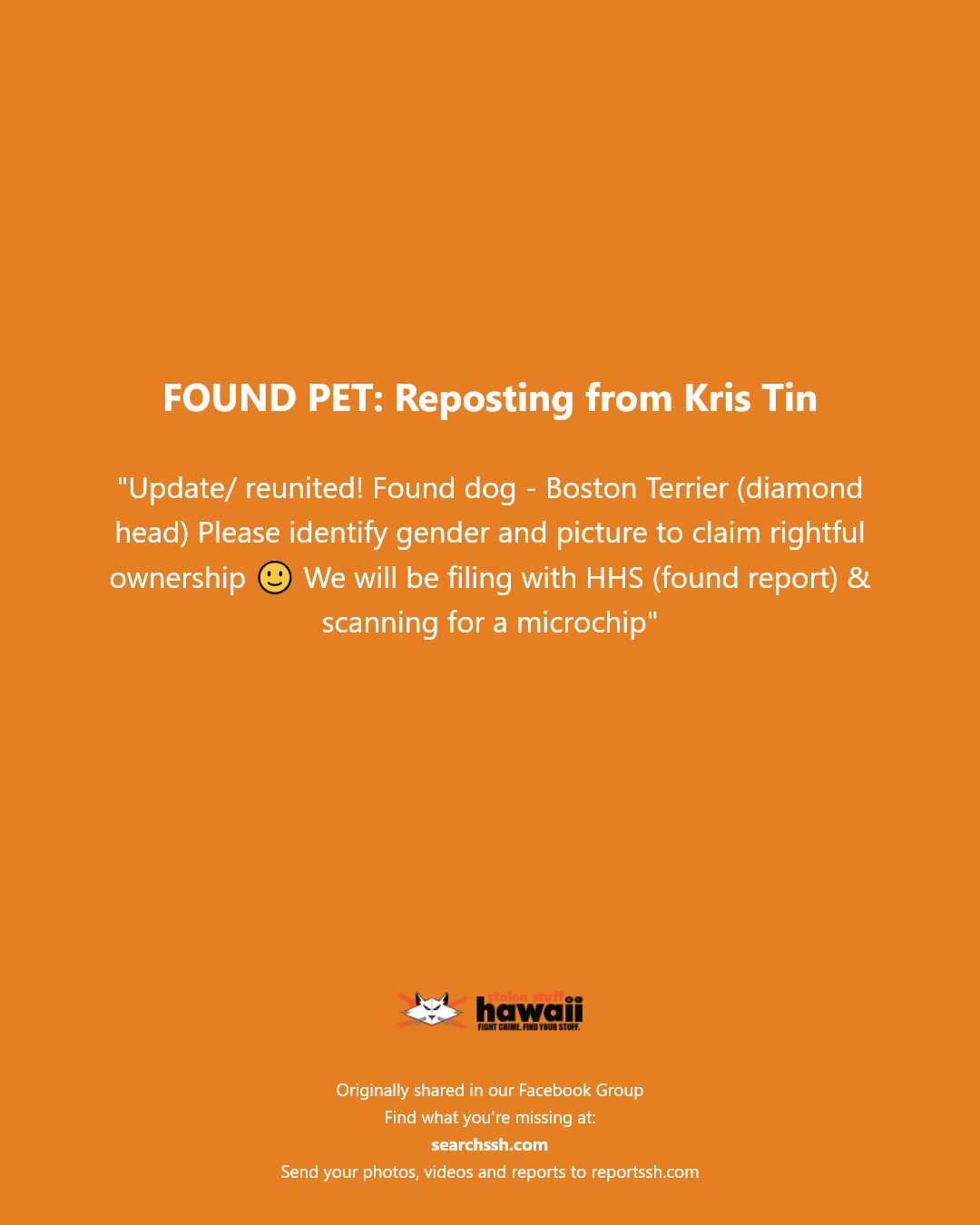 FOUND PET - Diamond Head, Honolulu, Oahu | Stolen Stuff Hawaii