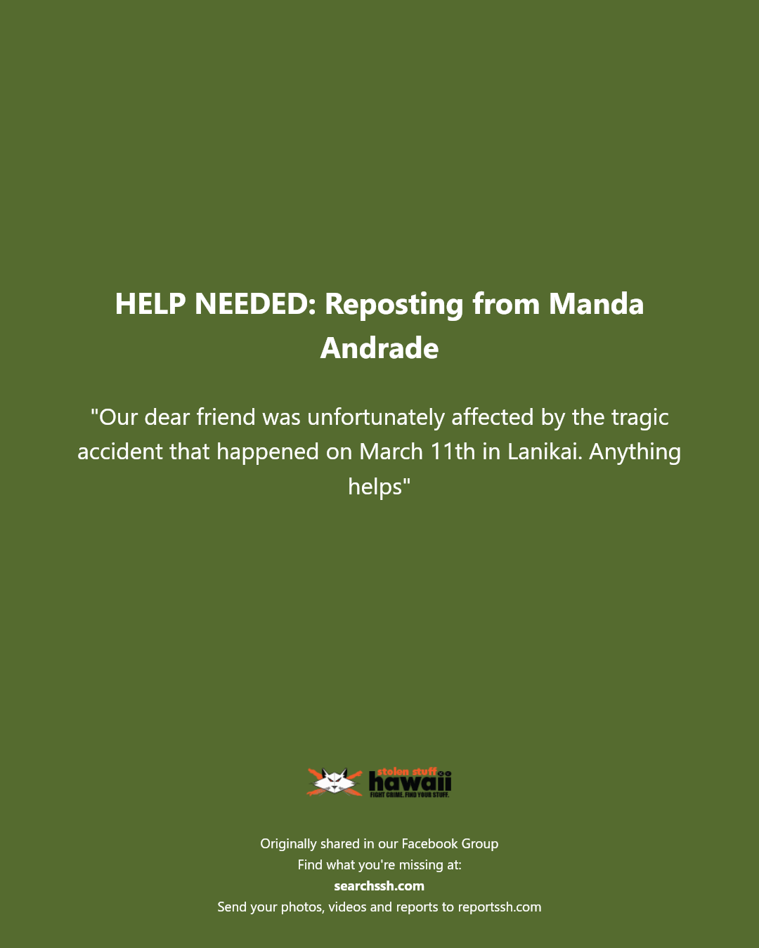 HELP NEEDED - Lanikai, Oahu | Stolen Stuff Hawaii